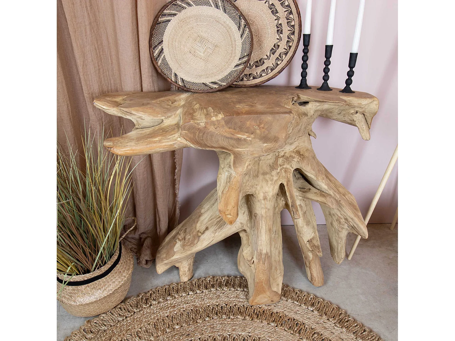 Now's Home - Console En Racine De Teck Blanchi