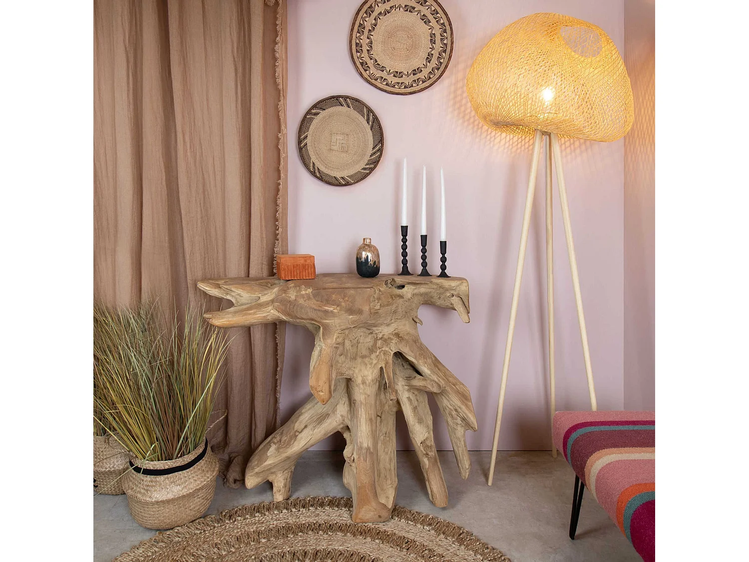 Now's Home - Console En Racine De Teck Blanchi