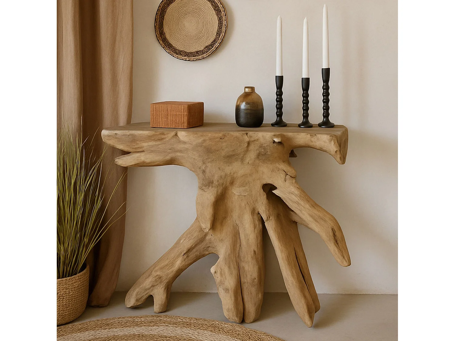 Now's Home - Console En Racine De Teck Blanchi