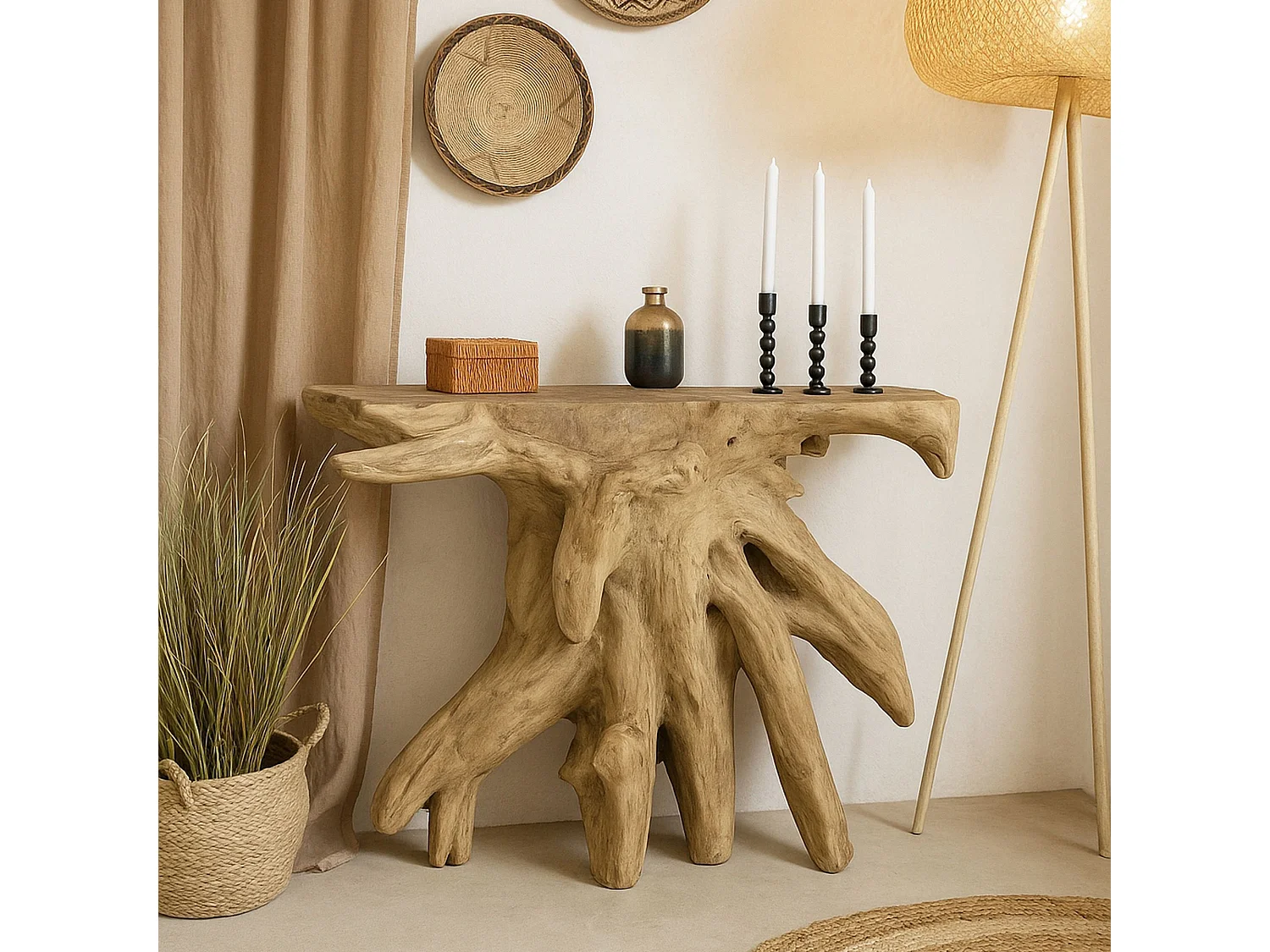 Now's Home - Console En Racine De Teck Blanchi