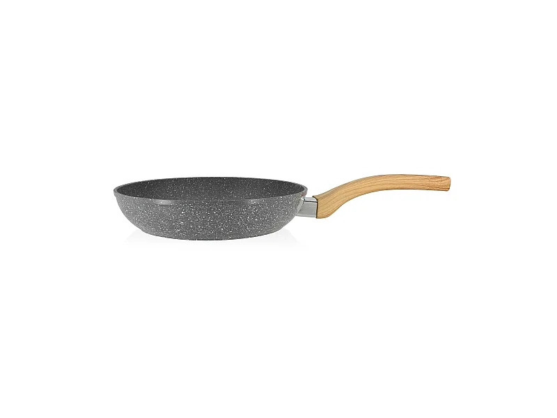Menastyl - Poele Cannelle 24cm En Aluminium Avec Poignee En Bois Clair