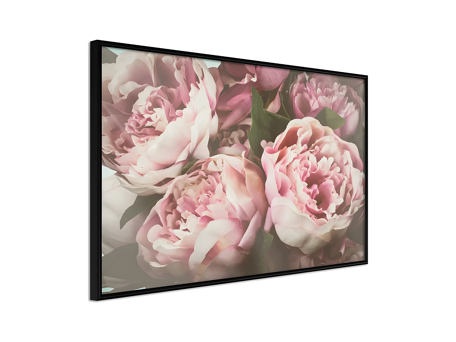 Affiche Murale Encadrée "Pastel Peonies" 90 x 60 cm Noir