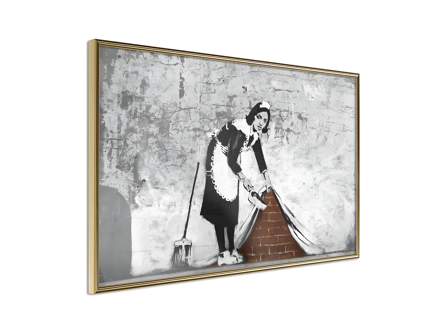 Affiche Murale Encadrée "Banksy Sweep it Under the Carpet" 60 x 40 cm Or