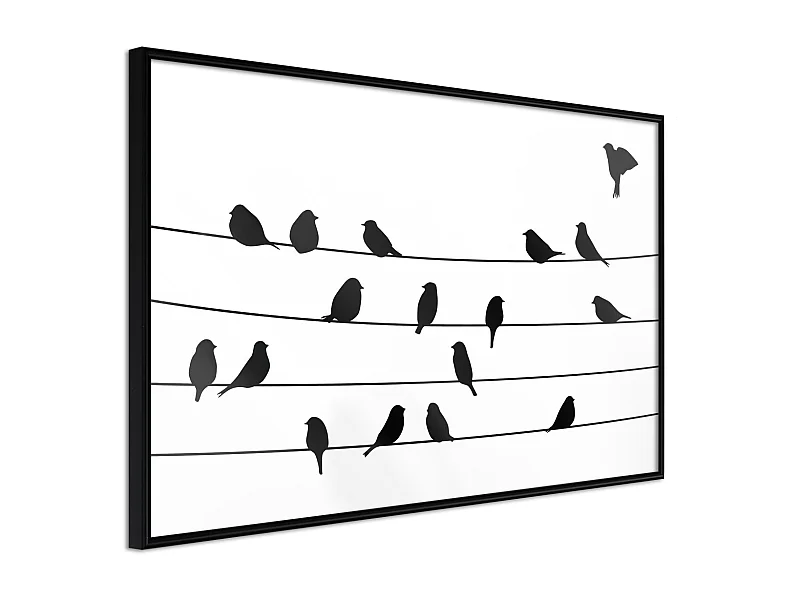 Affiche Murale Encadrée "Birds Council Meeting" 90 x 60 cm Noir