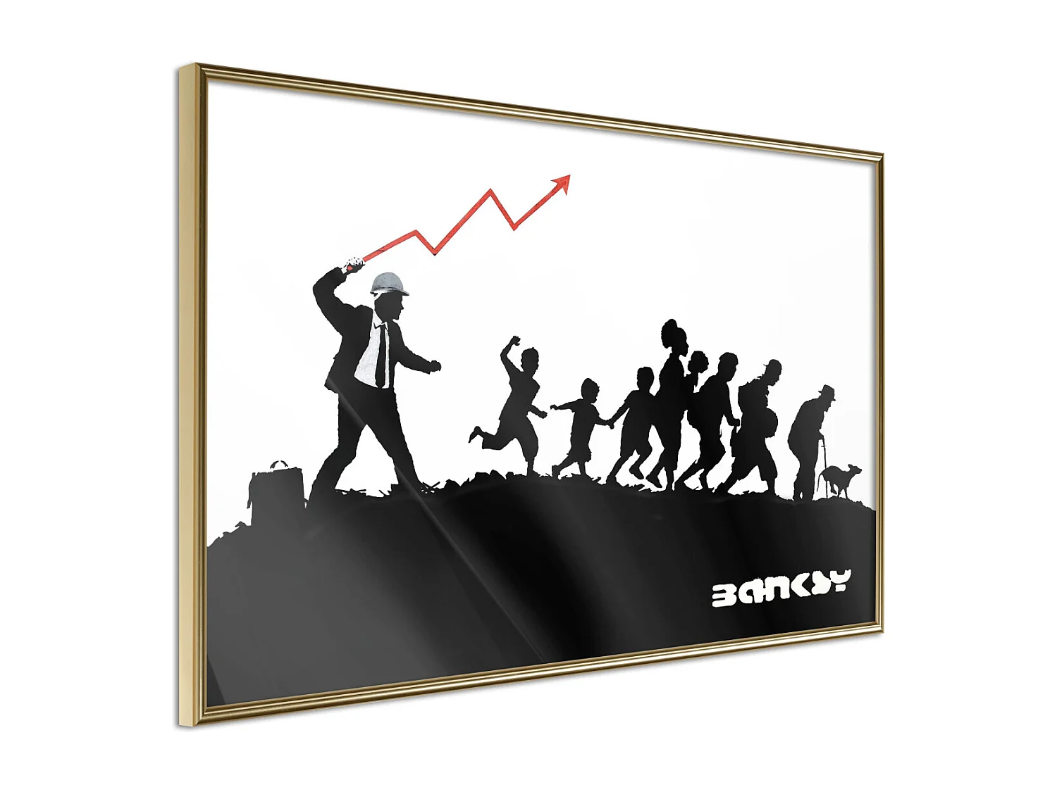 Affiche Murale Encadrée "Banksy The Whip" 45 x 30 cm Or
