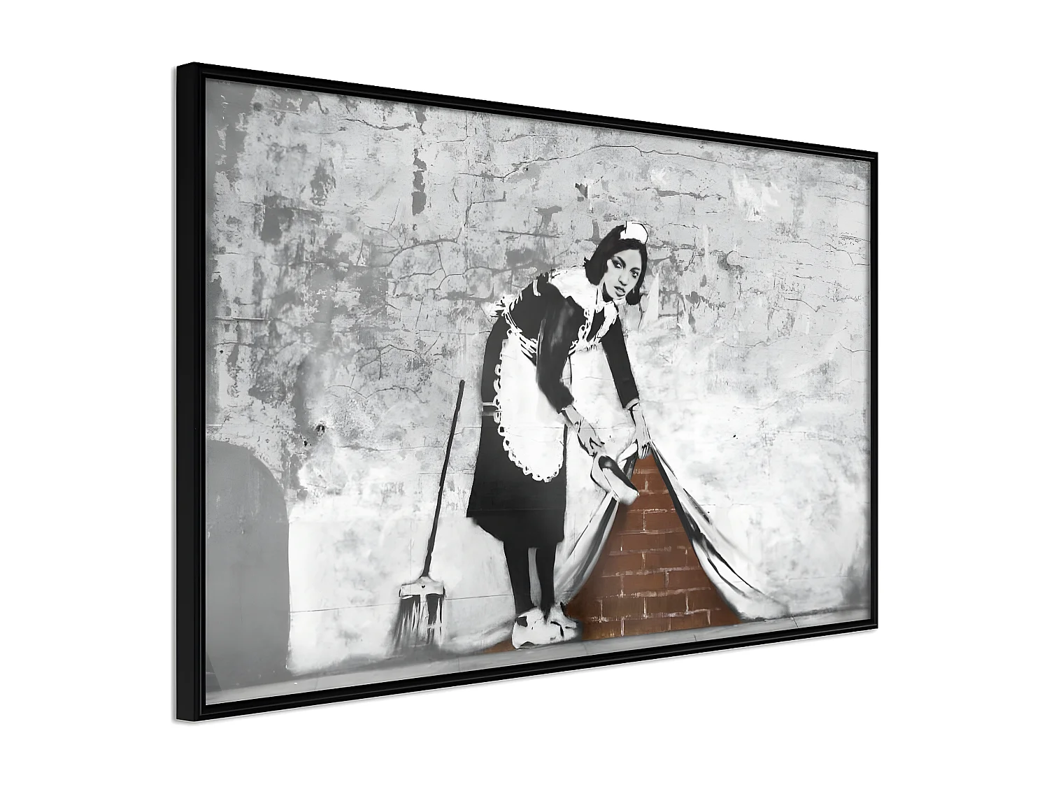 Affiche Murale Encadrée "Banksy Sweep it Under the Carpet" 90 x 60 cm Noir