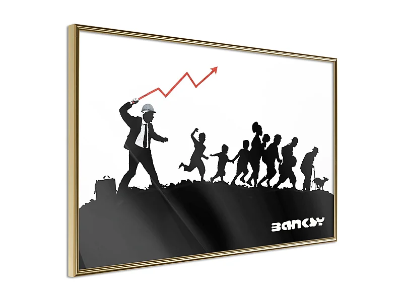 Affiche Murale Encadrée "Banksy The Whip" 60 x 40 cm Or