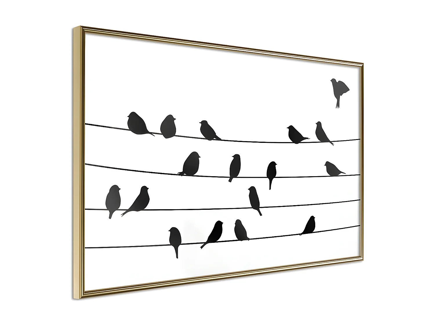 Affiche Murale Encadrée "Birds Council Meeting" 30 x 20 cm Or
