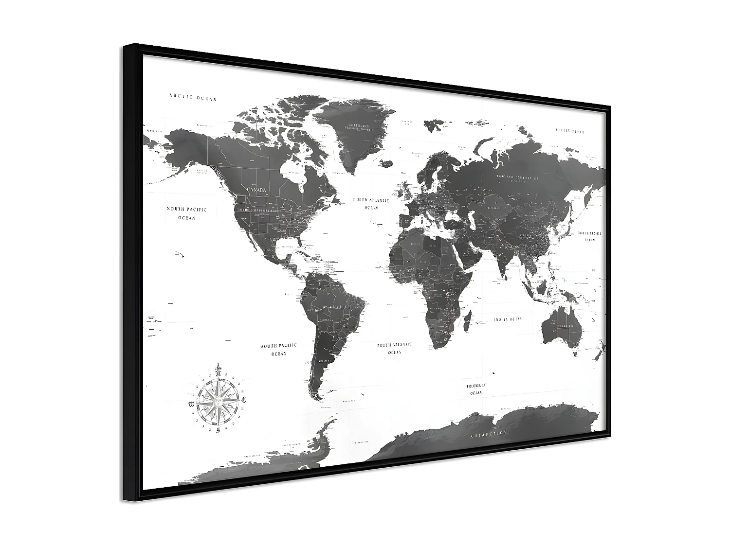 Affiche Murale Encadrée "The World in Black and White" 60 x 40 cm Noir