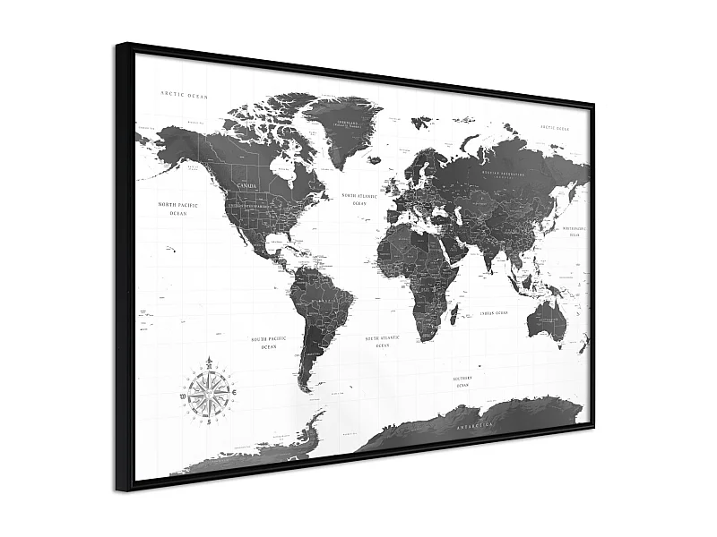 Affiche Murale Encadrée "The World in Black and White" 60 x 40 cm Noir