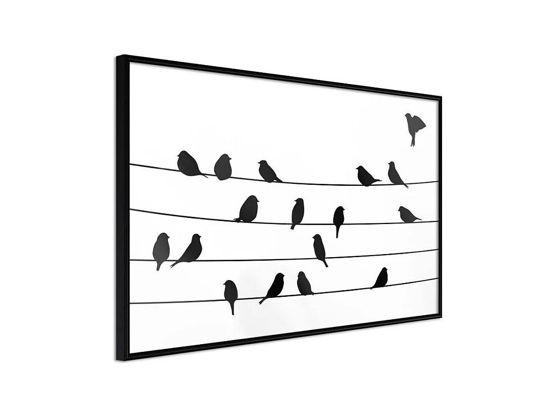 Affiche Murale Encadrée "Birds Council Meeting" 45 x 30 cm Noir