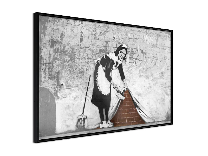 Affiche Murale Encadrée "Banksy Sweep it Under the Carpet" 60 x 40 cm Noir