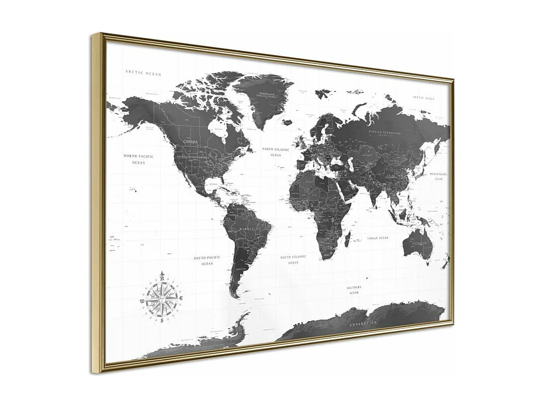 Affiche Murale Encadrée "The World in Black and White" 45 x 30 cm Or
