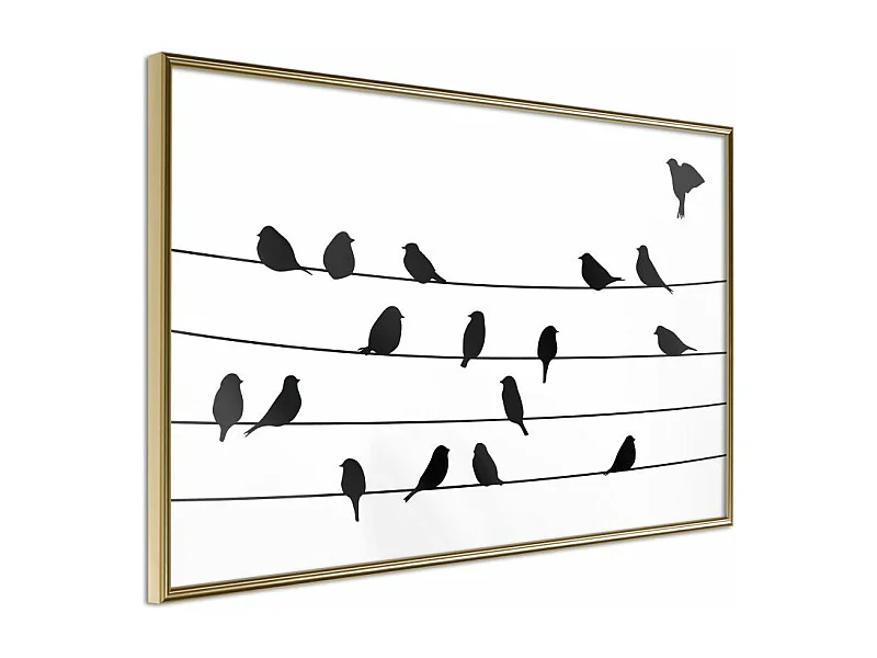 Affiche Murale Encadrée "Birds Council Meeting" 60 x 40 cm Or