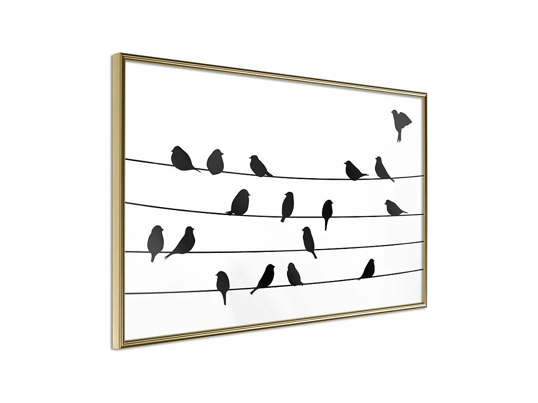 Affiche Murale Encadrée "Birds Council Meeting" 60 x 40 cm Or