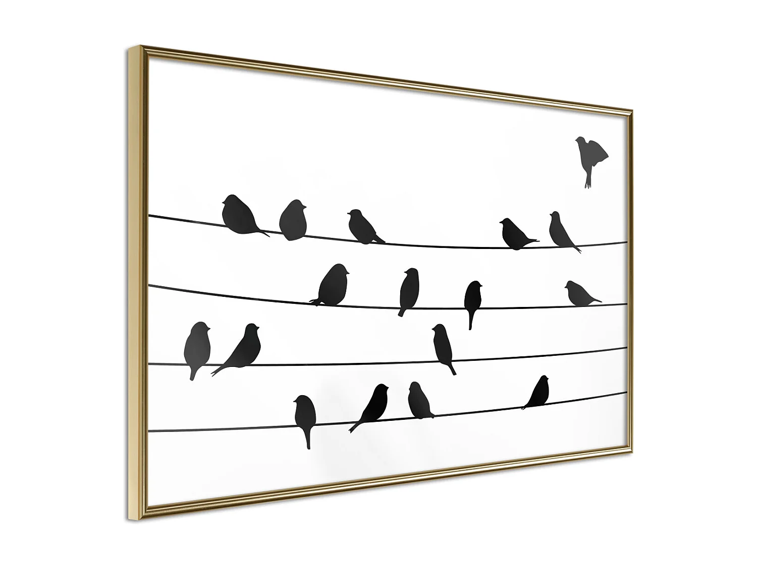 Affiche Murale Encadrée "Birds Council Meeting" 60 x 40 cm Or