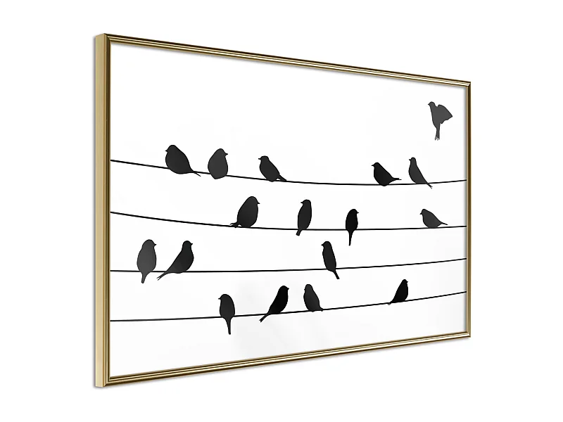 Affiche Murale Encadrée "Birds Council Meeting" 60 x 40 cm Or