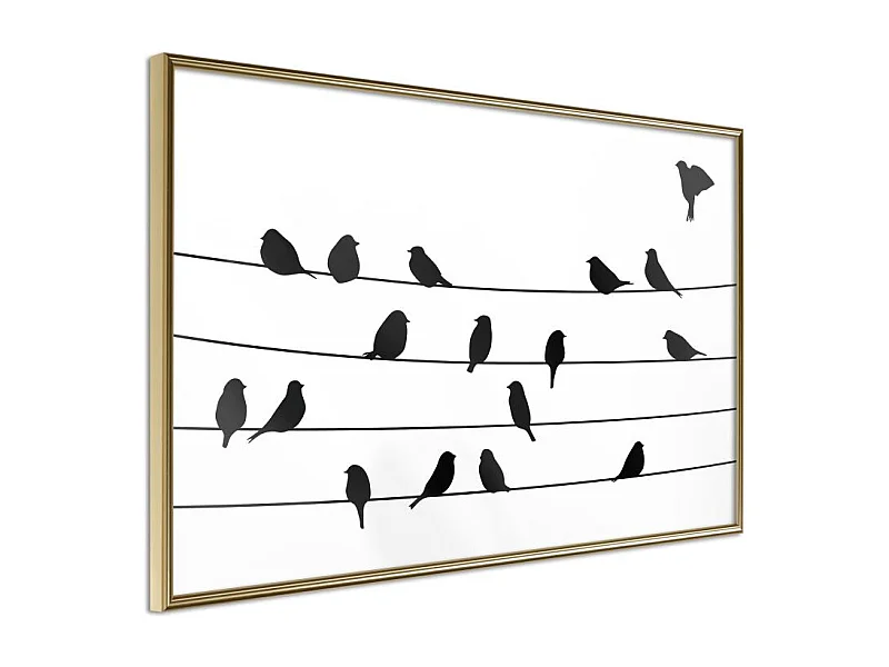 Affiche Murale Encadrée "Birds Council Meeting" 90 x 60 cm Or
