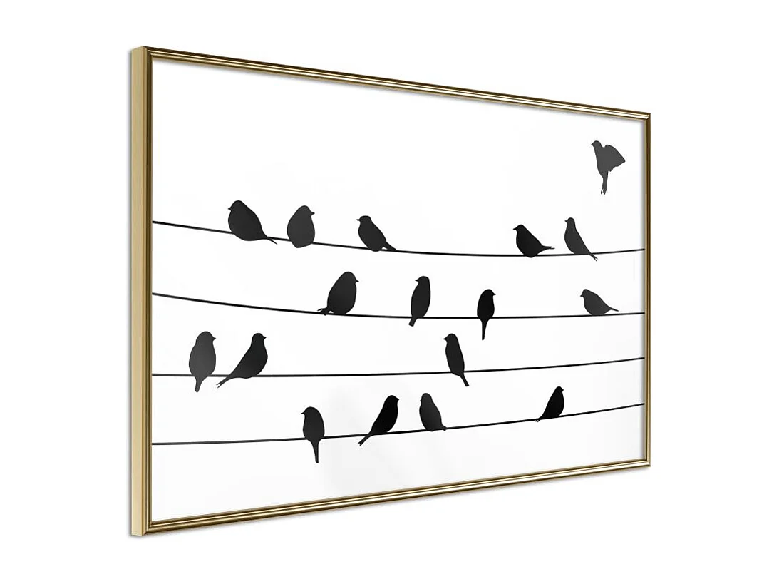 Affiche Murale Encadrée "Birds Council Meeting" 90 x 60 cm Or