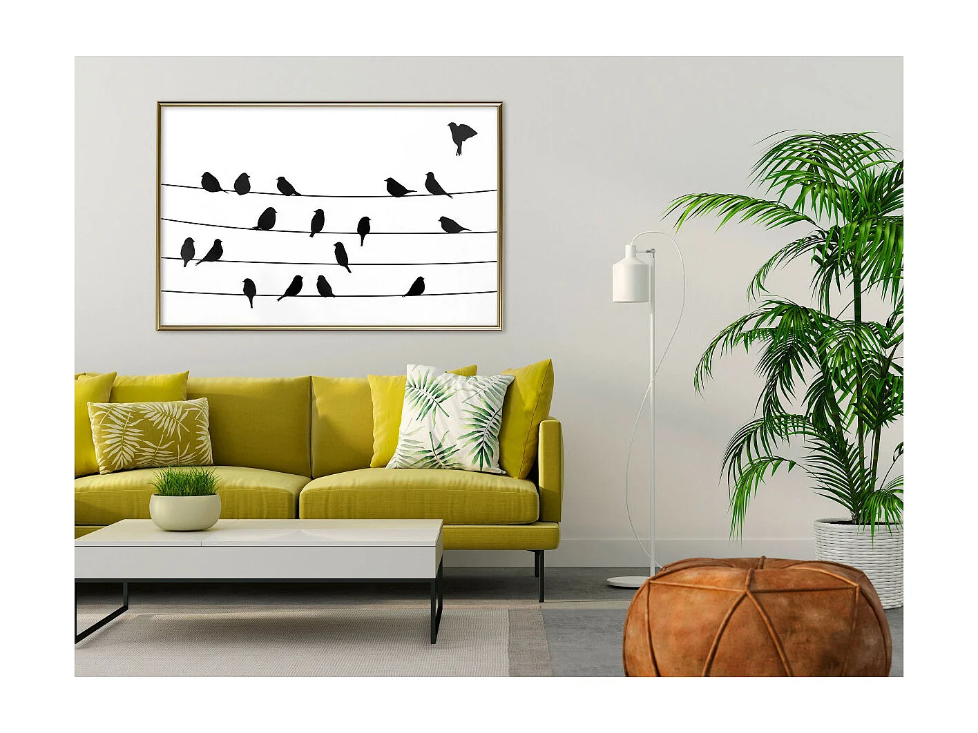 Affiche Murale Encadrée "Birds Council Meeting" 90 x 60 cm Or