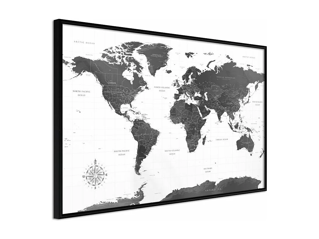 Affiche Murale Encadrée "The World in Black and White" 45 x 30 cm Noir
