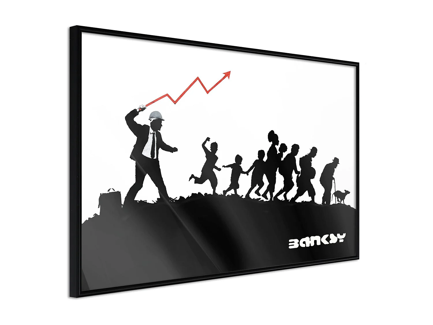 Affiche Murale Encadrée "Banksy The Whip" 45 x 30 cm Noir