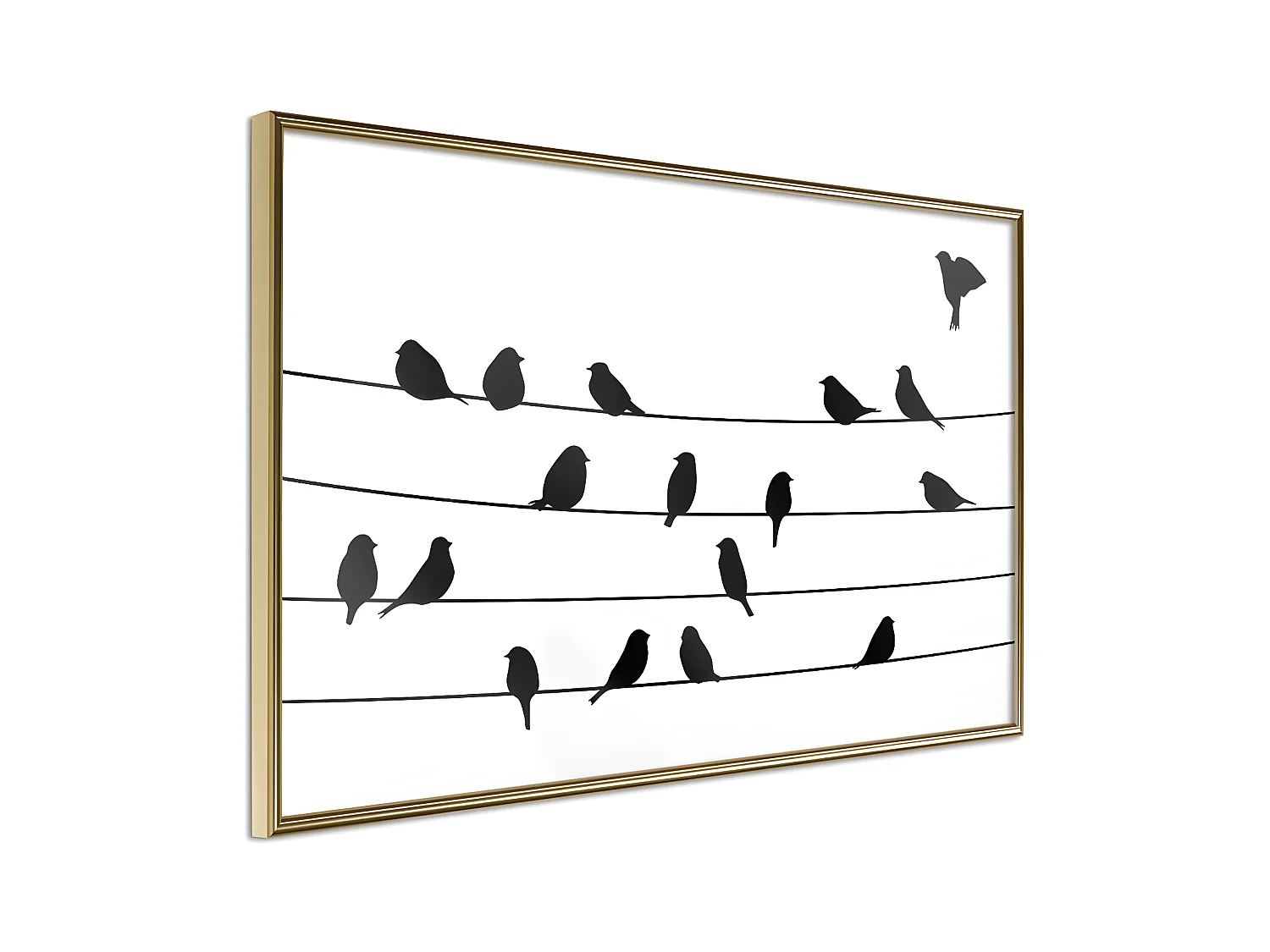 Affiche Murale Encadrée "Birds Council Meeting" 45 x 30 cm Or
