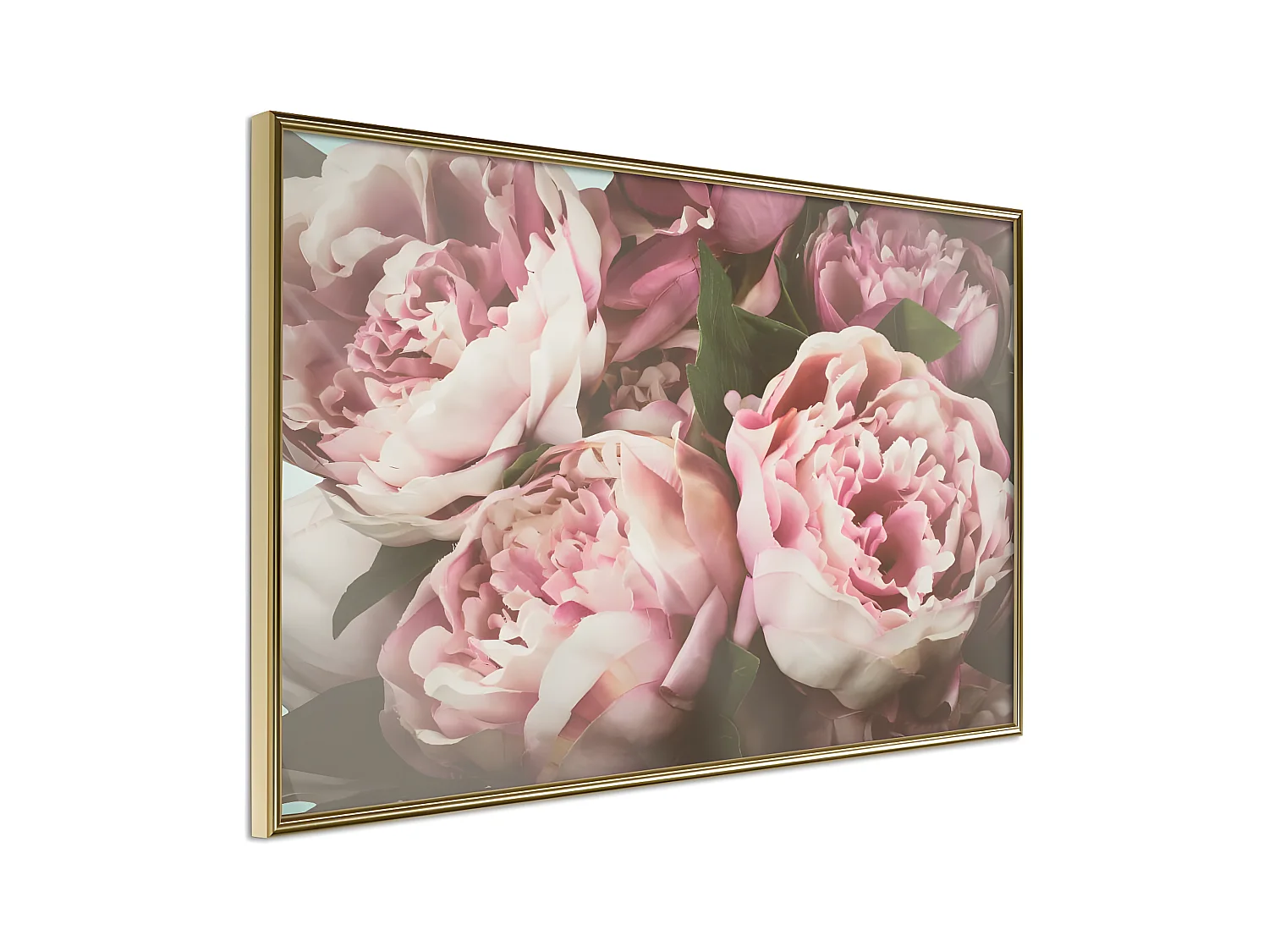 Affiche Murale Encadrée "Pastel Peonies" 90 x 60 cm Or