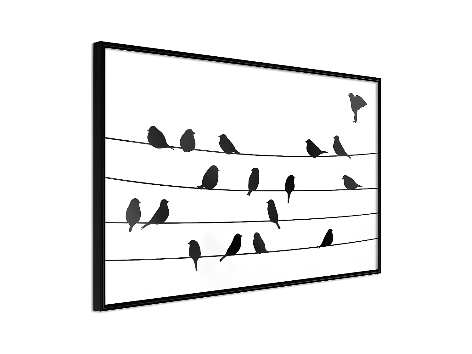 Affiche Murale Encadrée "Birds Council Meeting" 60 x 40 cm Noir