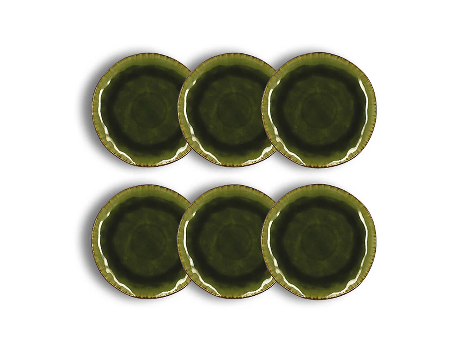 Ogo Living - Lot 6 Assiettes Plate Meta 26.5cm En Gres Vert