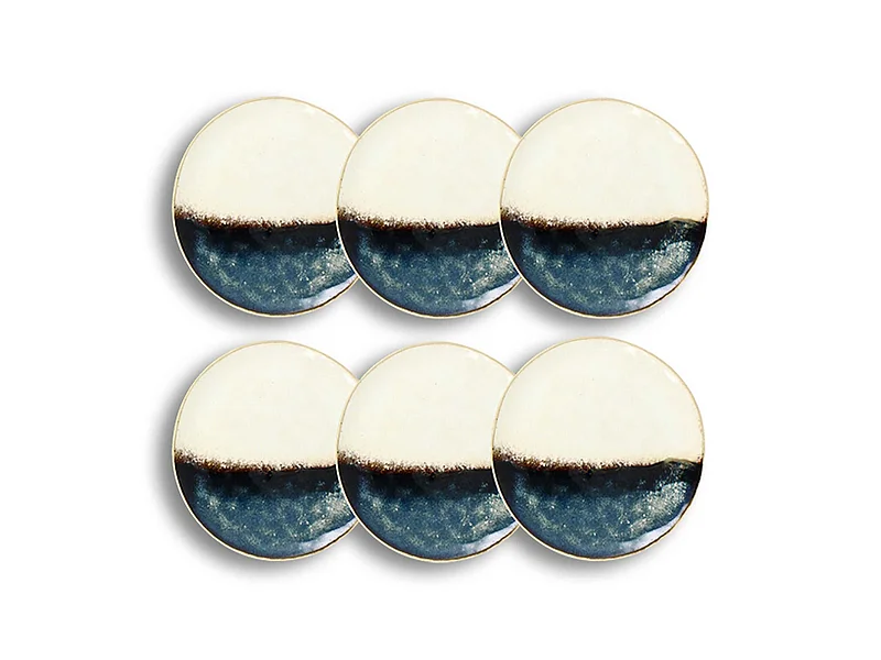 Ogo Living - Lot 6 Assiettes Dessert Katanga 20.5cm En Gres Blanc