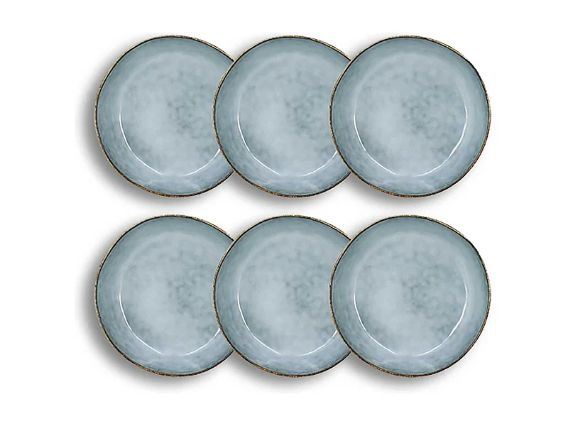 Ogo Living - Lot 6 Assiettes Coupes Aronal 15.5cm En Gres Bleu