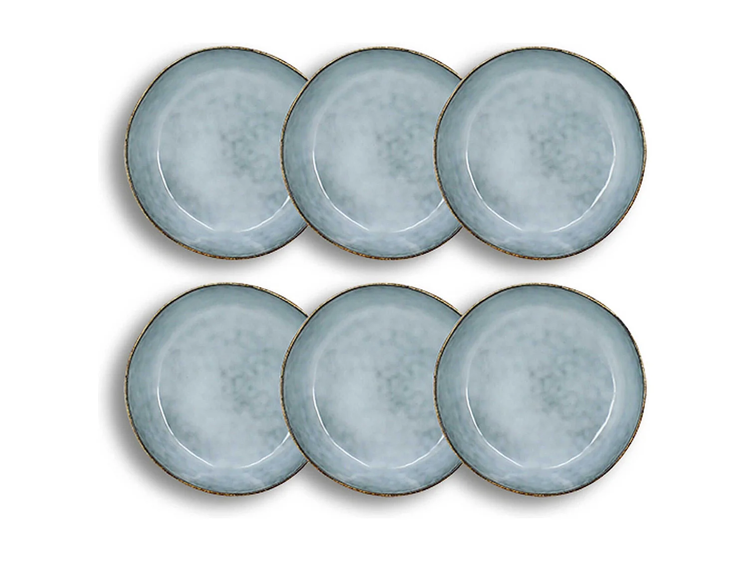 Ogo Living - Lot 6 Assiettes Coupes Aronal 15.5cm En Gres Bleu