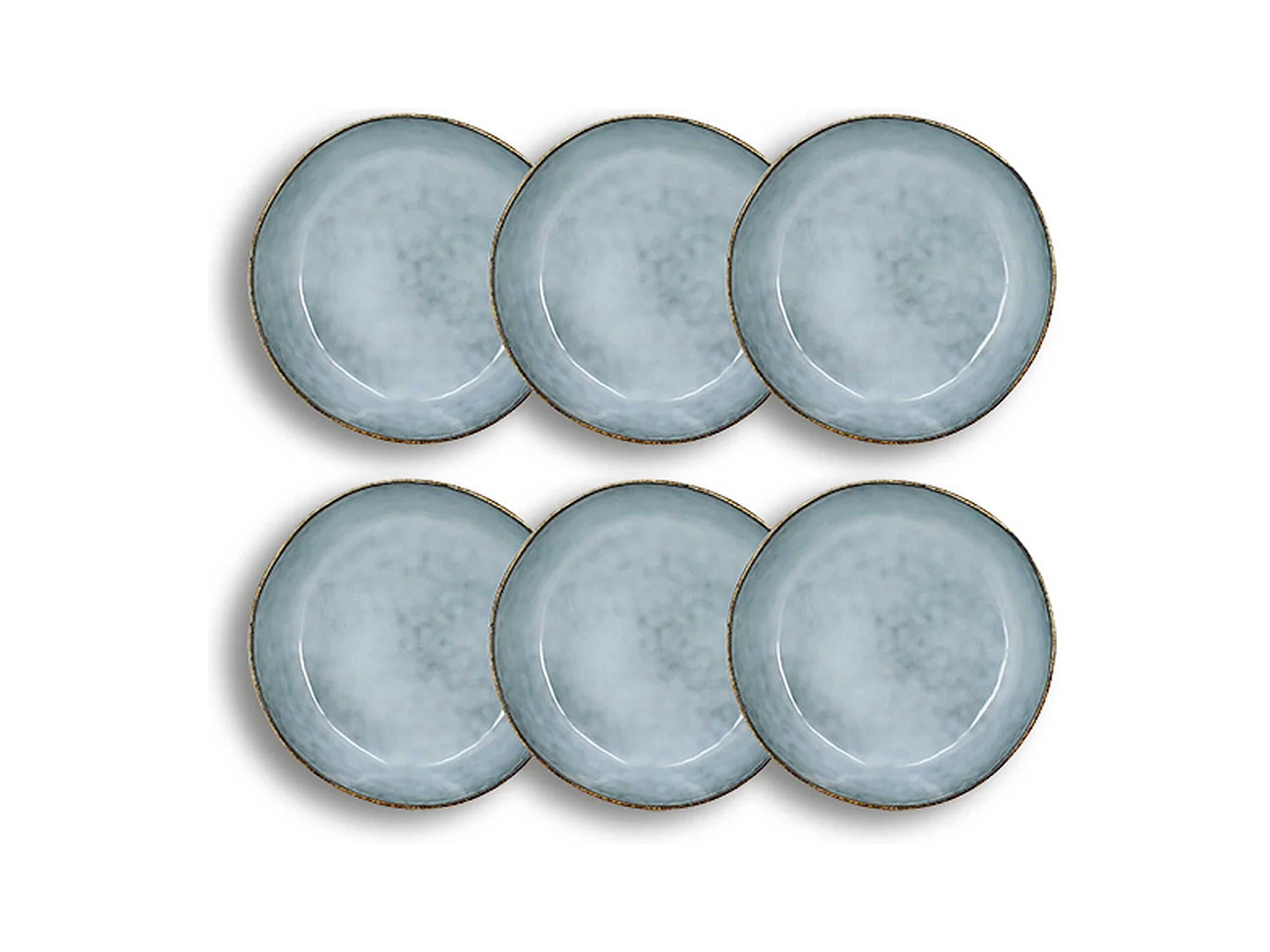 Ogo Living - Lot 6 Assiettes Coupes Aronal 15.5cm En Gres Bleu