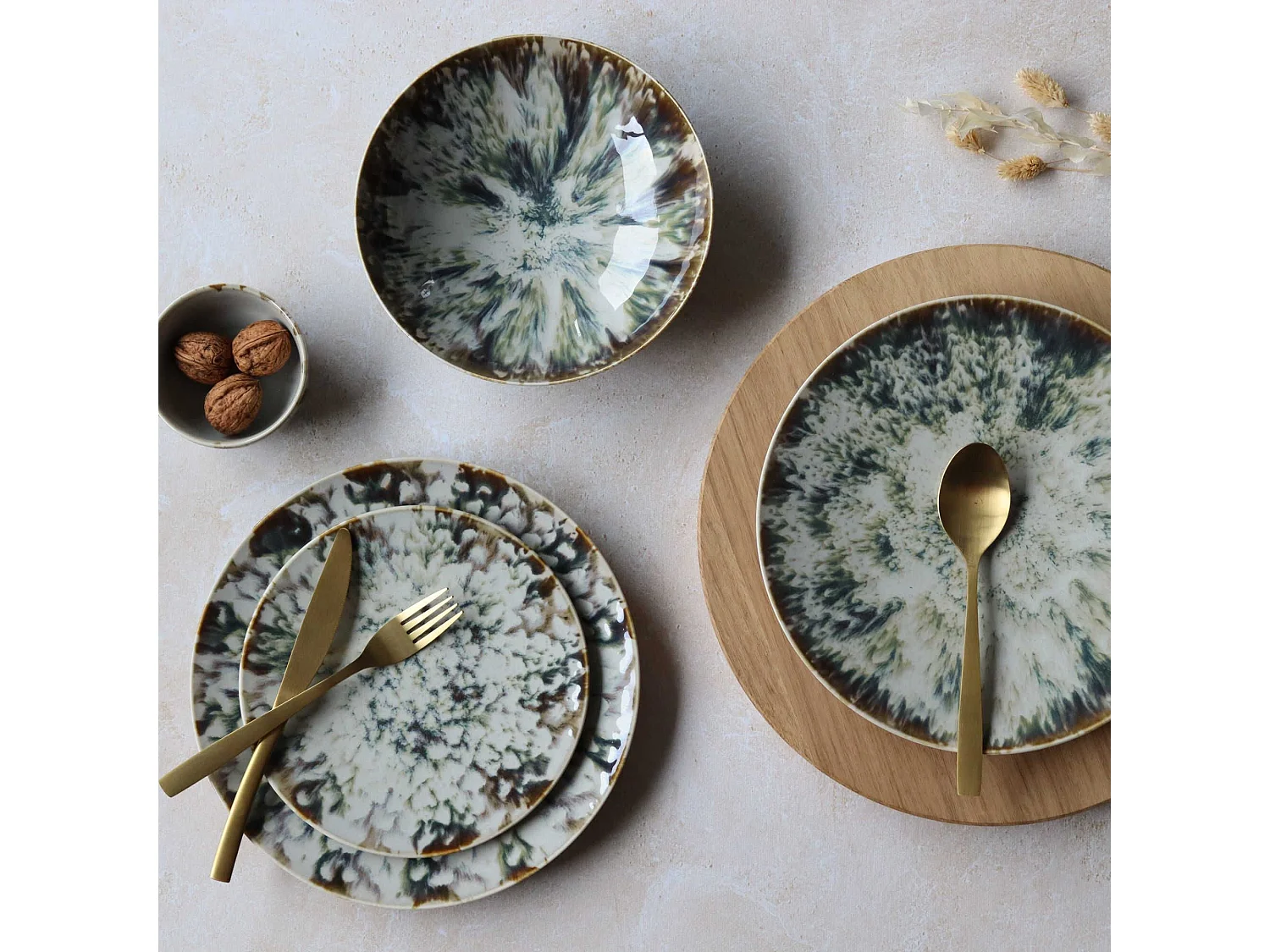 Novastyl - Lot 6 Assiettes Calottes Maka 21cm En Porcelaine