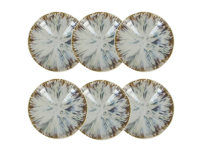 Novastyl - Lot 6 Assiettes Calottes Maka 21cm En Porcelaine