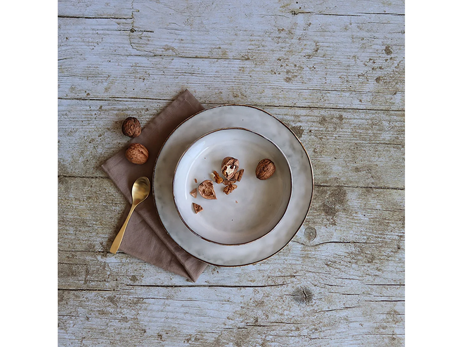 Ogo Living - Lot De 6 Assiettes Coupes Boral 20cm Beige Clair En Gres