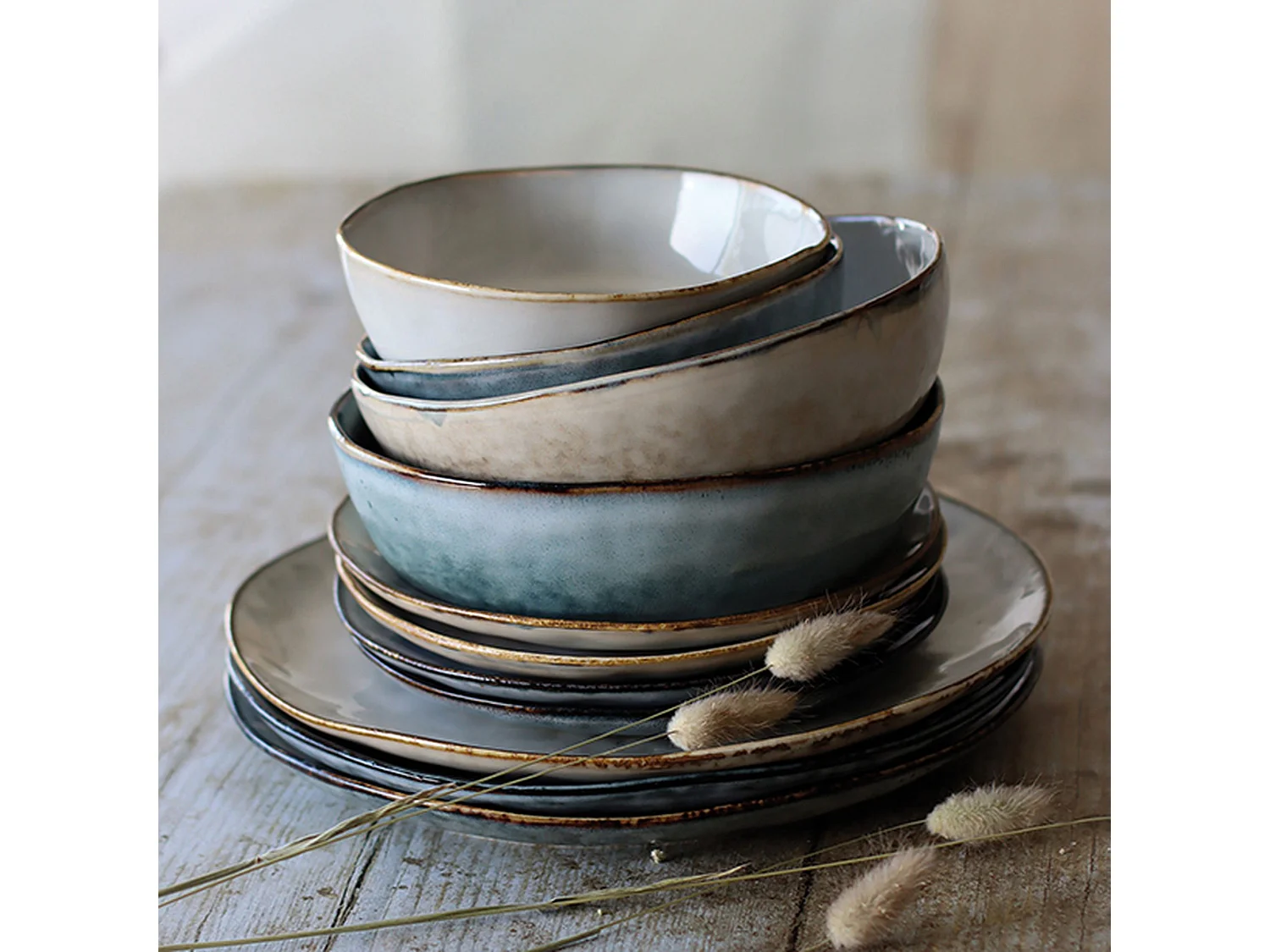 Ogo Living - Lot De 6 Assiettes Coupes Boral 20cm Beige Clair En Gres