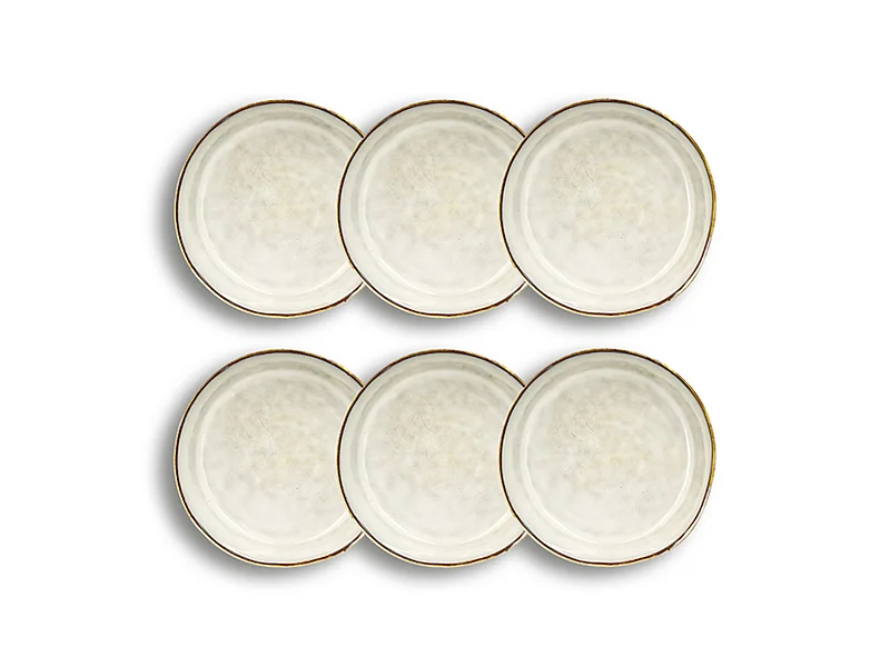 Ogo Living - Lot De 6 Assiettes Coupes Boral 20cm Beige Clair En Gres