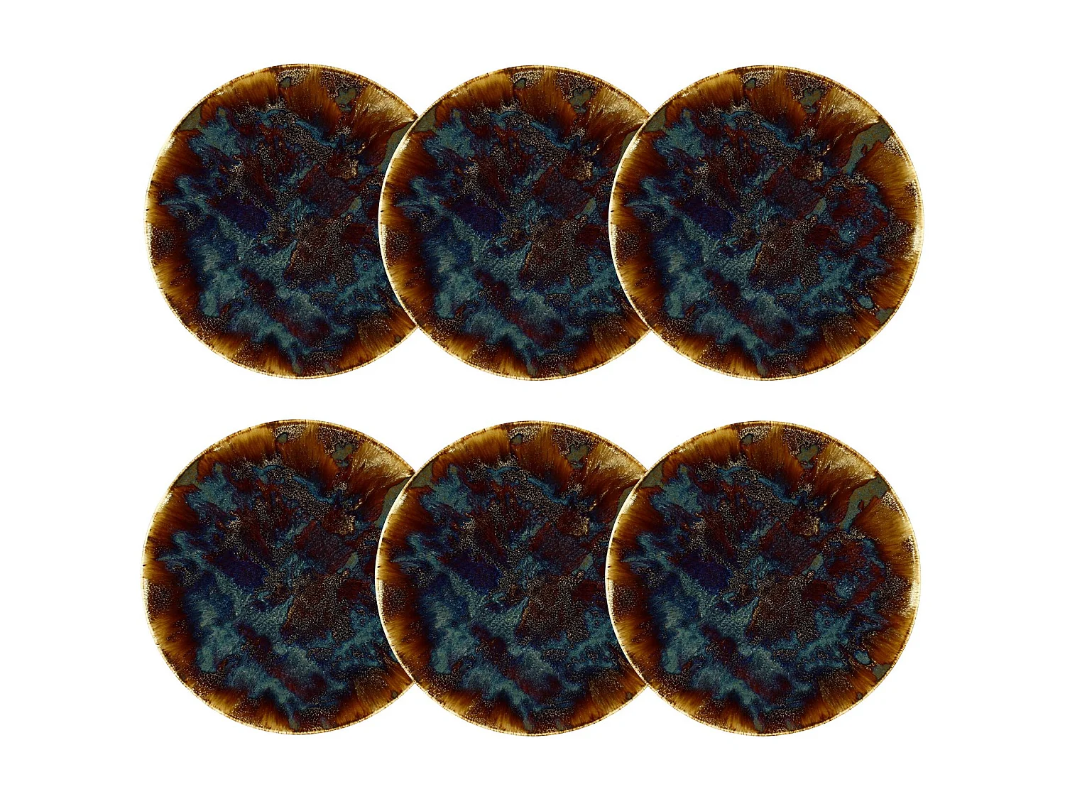 Novastyl - Lot 6 Assiettes Plates Volcano 27cm En Porcelaine Marron