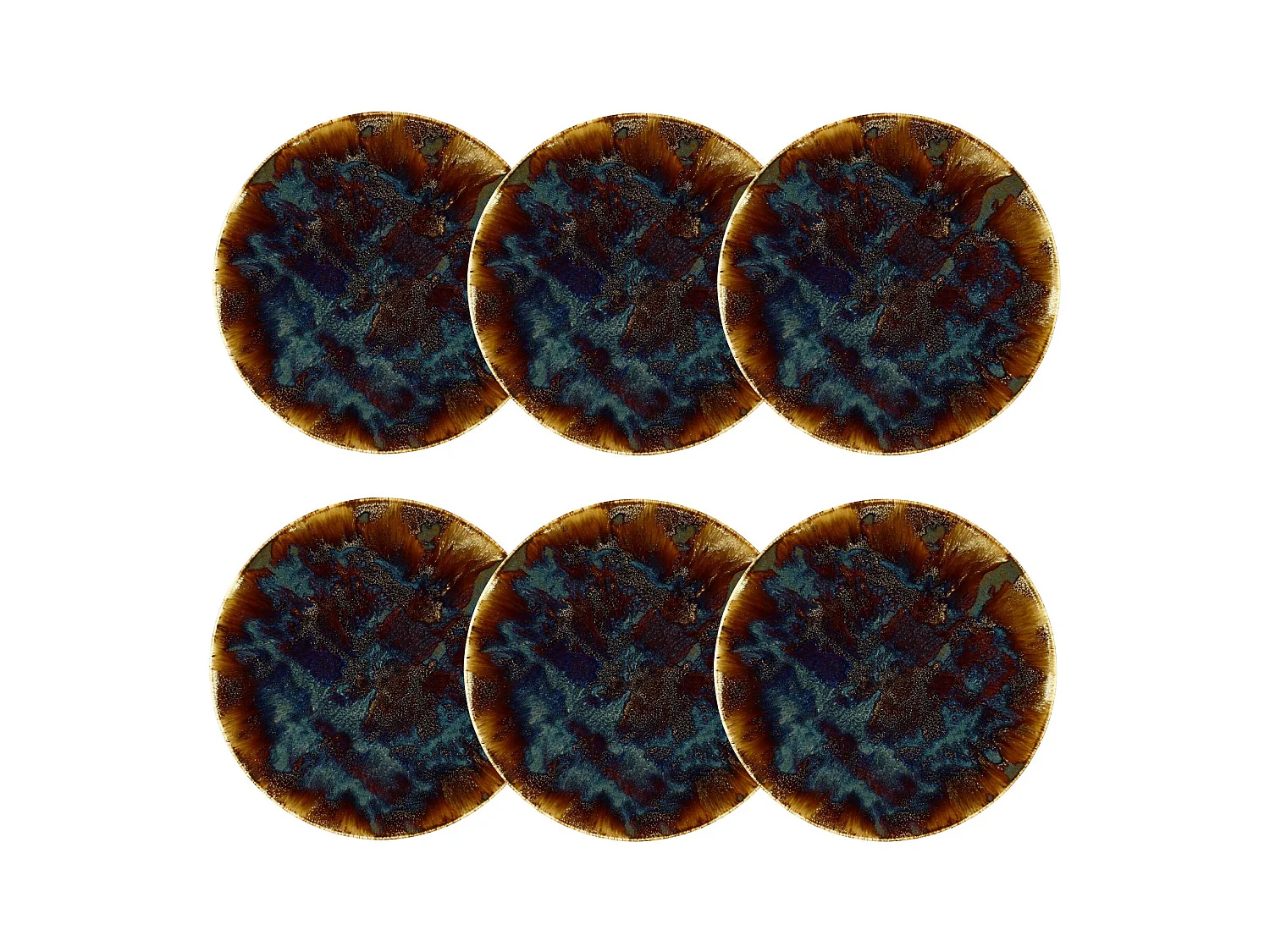 Novastyl - Lot 6 Assiettes Plates Volcano 27cm En Porcelaine Marron