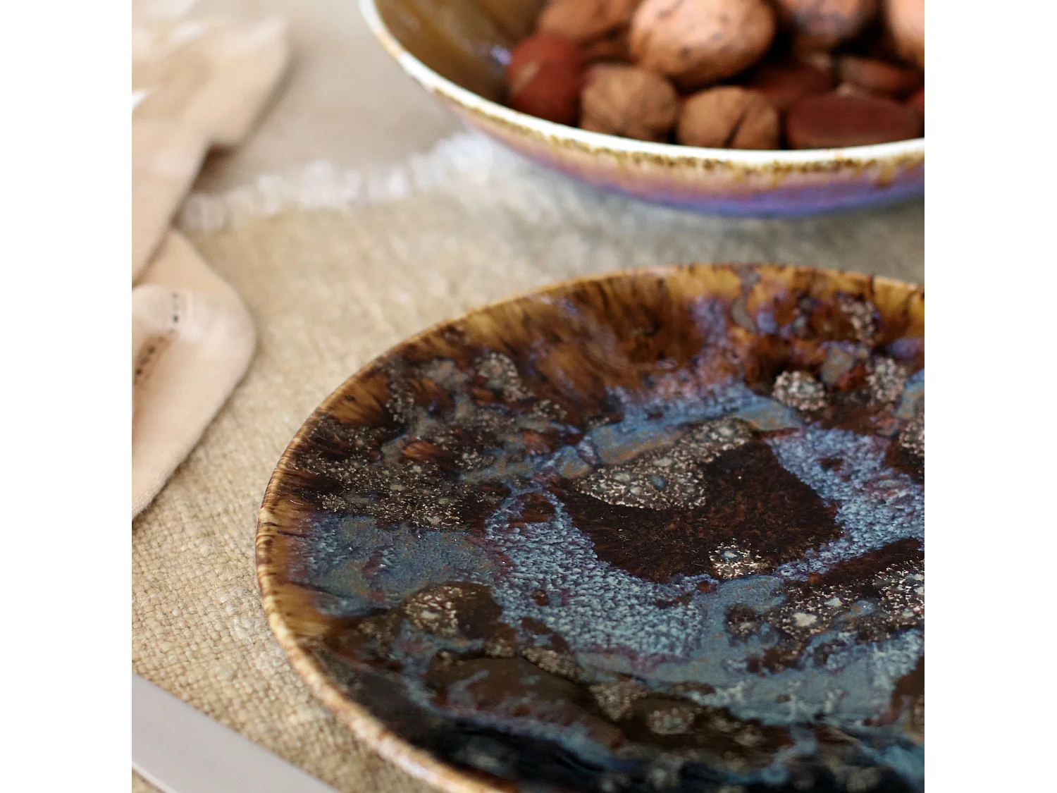 Novastyl - Lot 6 Assiettes Plates Volcano 27cm En Porcelaine Marron