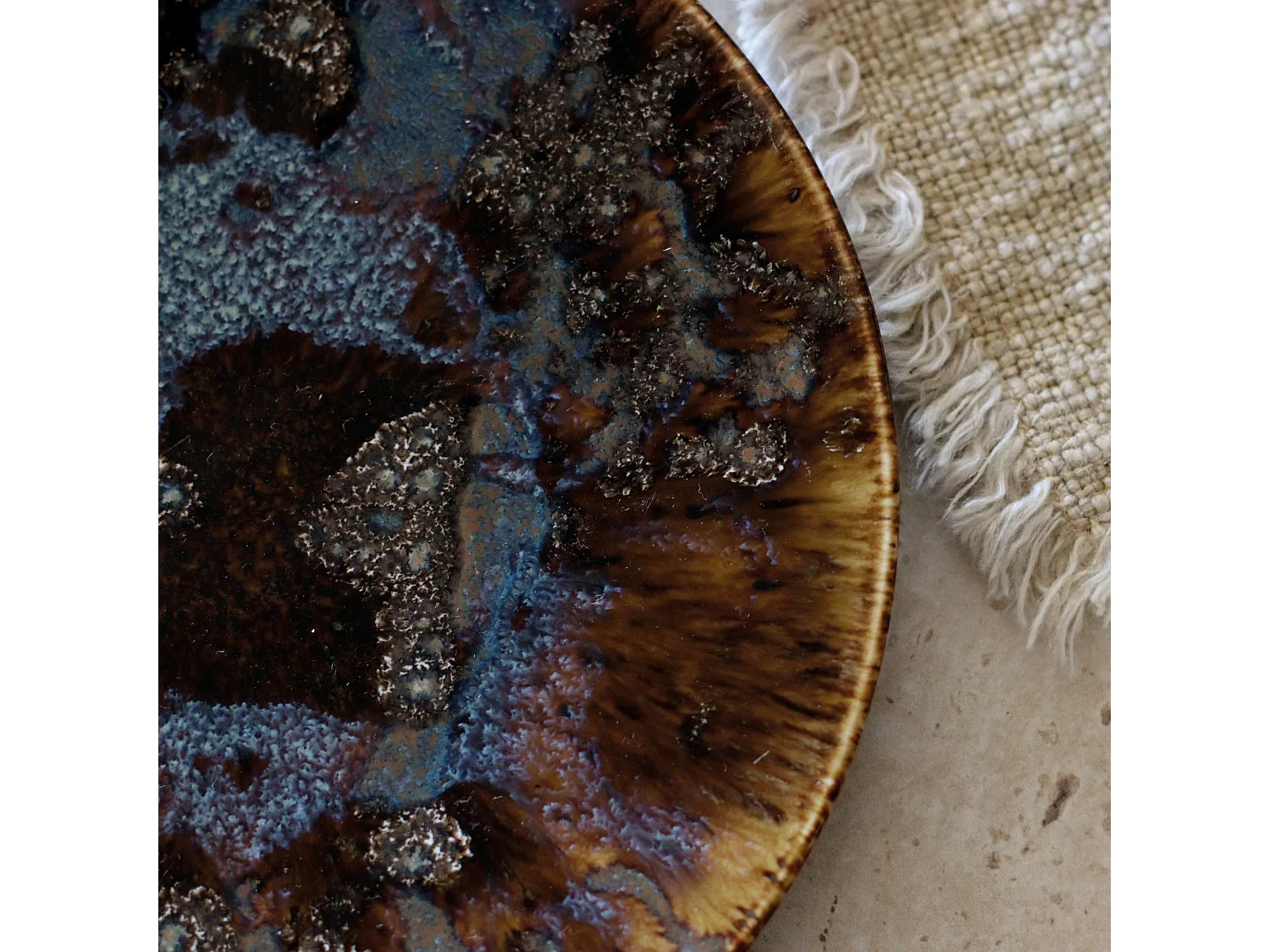Novastyl - Lot 6 Assiettes Plates Volcano 27cm En Porcelaine Marron