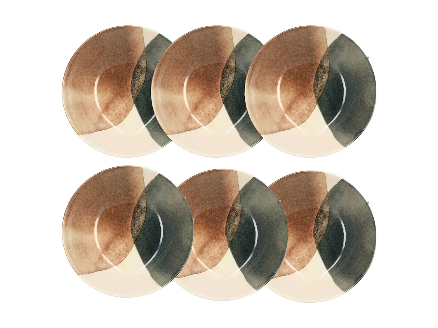 Novastyl - Lot 6 Assiettes Creuses Gaia 20cm En Grès