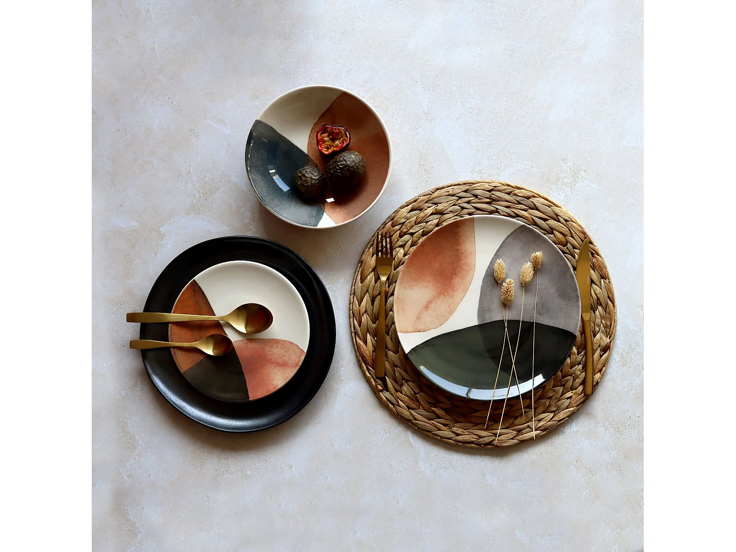 Novastyl - Lot 6 Assiettes Creuses Gaia 20cm En Grès