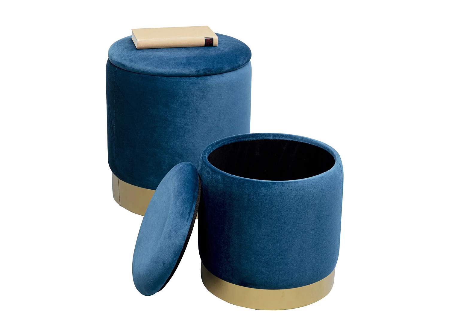 Tabouret Cherry Storage bleu laiton (2/Set)