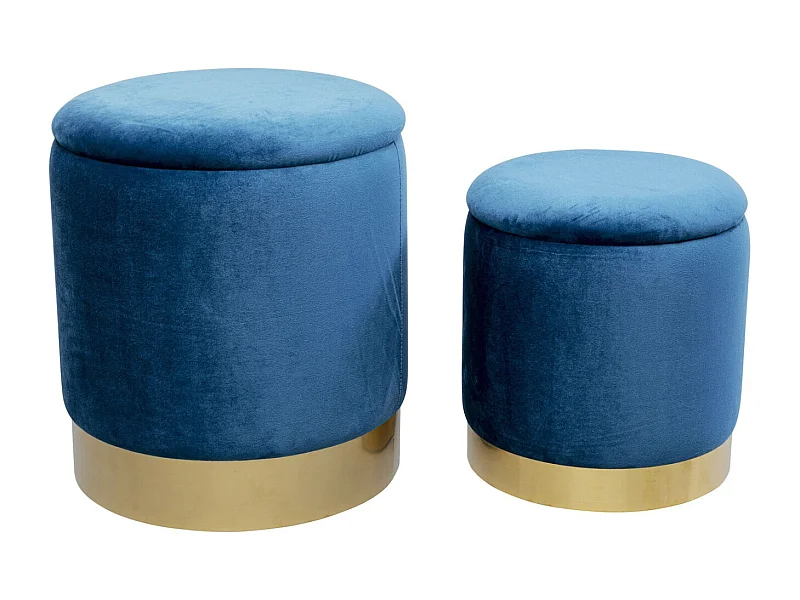 Tabouret Cherry Storage bleu laiton (2/Set)