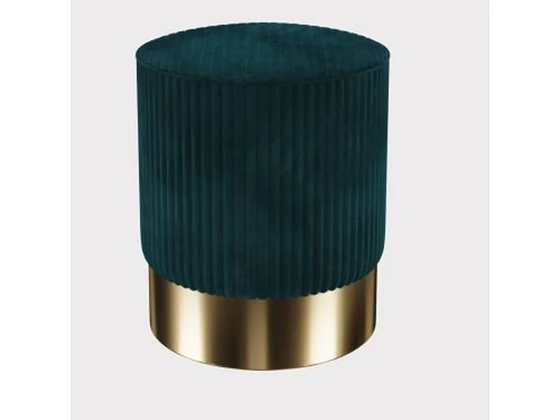 Tabouret Cherry Dark vert velours cotelé laiton