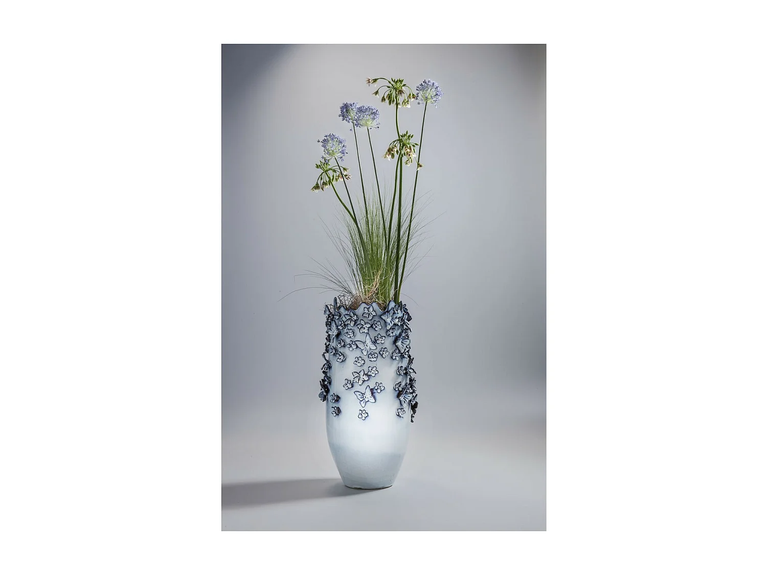 Vase Butterflies Lightblue 50cm