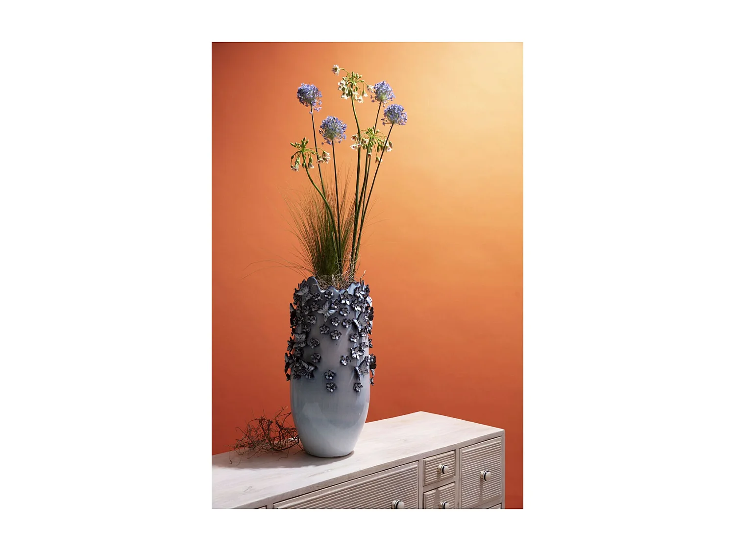Vase Butterflies Lightblue 50cm